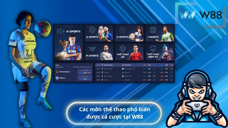 Các môn thể thao phổ biến được cá cược tại W88