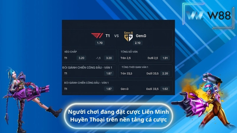 Người chơi đang đặt cược Liên Minh Huyền Thoại trên nền tảng cá cược