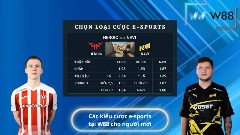 Các kiểu cược e-sports tại W88 cho người mới