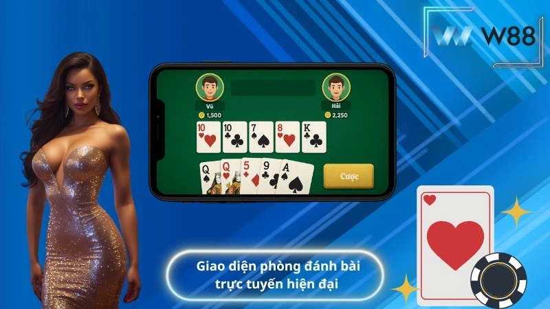 Giao diện phòng đánh bài trực tuyến hiện đại