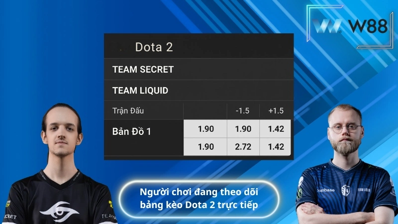 Người chơi đang theo dõi bảng kèo Dota 2 trực tiếp