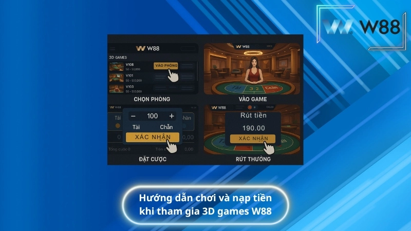 Hướng dẫn chơi và nạp tiền khi tham gia 3D games W88