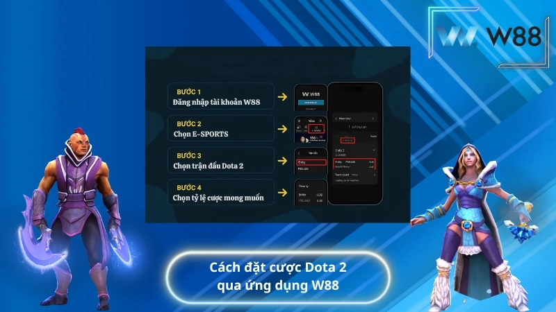 Cách đặt cược Dota 2 qua ứng dụng W88
