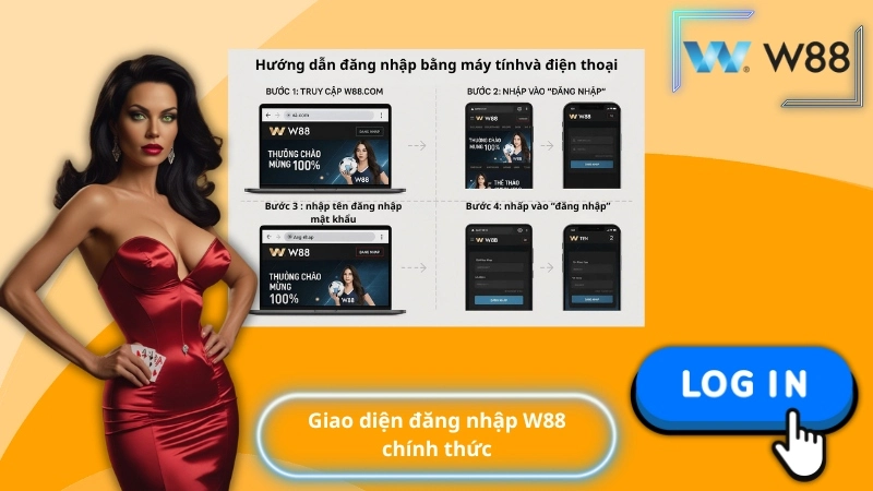 Giao diện đăng nhập W88 chính thức