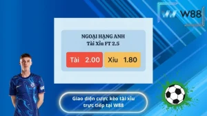 Giao diện cược kèo tài xỉu trực tiếp tại W88