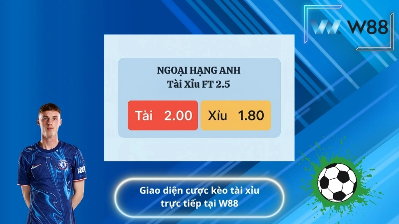 Giao diện cược kèo tài xỉu trực tiếp tại W88