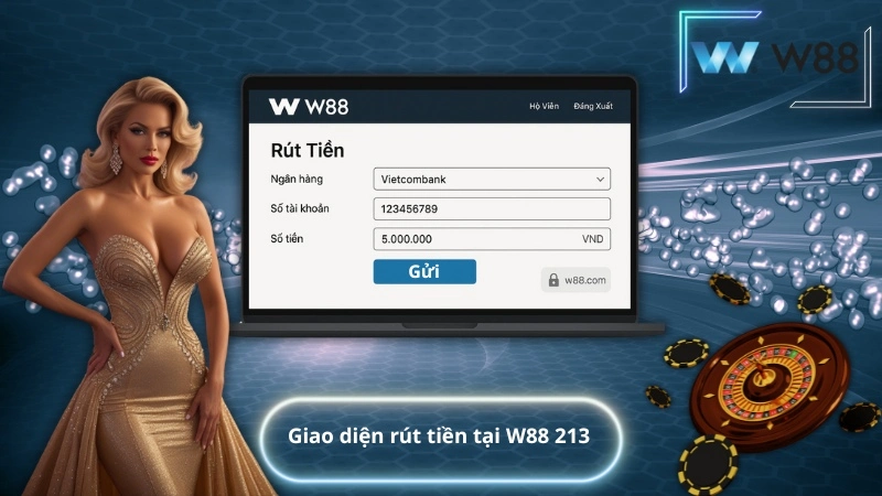 Giao diện rút tiền tại W88 213