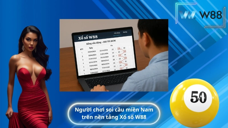 người chơi soi cầu miền Nam trên nền tảng Xổ số W88