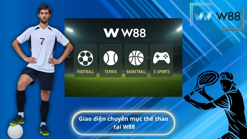 Giao diện chuyên mục thể thao tại W88