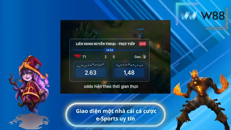 Giao diện một nhà cái cá cược e-Sports uy tín