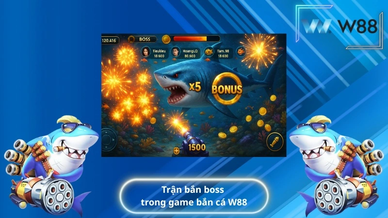 Trận bắn boss trong game bắn cá W88